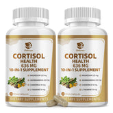 Bottle of 10-in-1 cortisol supplement with 240 vegan capsules