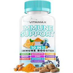 Vitamax 10-in-1 Immune Support Booster bottle with Elderberry and D3