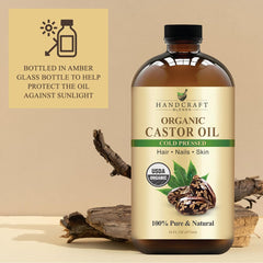 100% pure natural castor oil in glass bottle 16oz