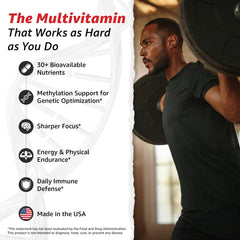 Product label highlighting 34-in-1 methylated multivitamin formula