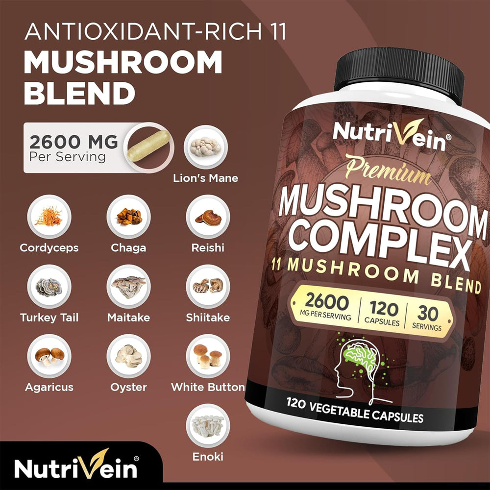 Chart of the 11-mushroom blend ingredients