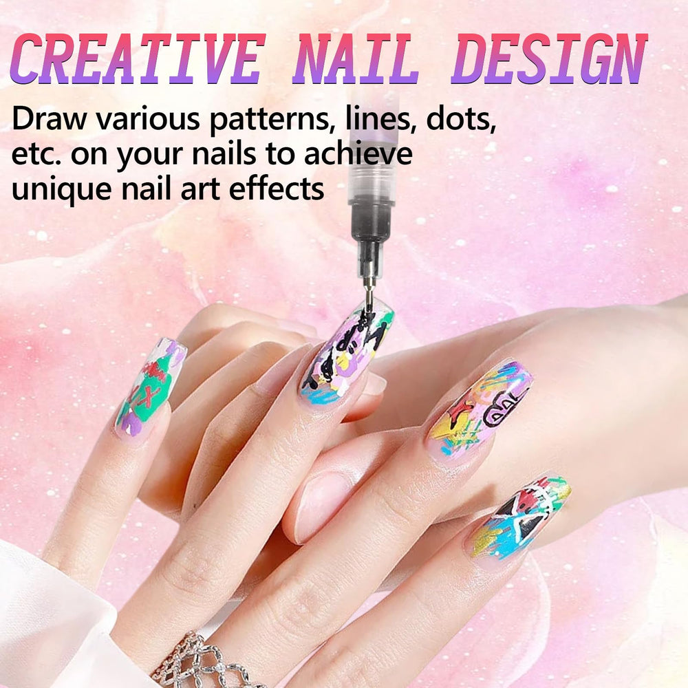 12-color nail art pens set multi-color options for creative nail art.