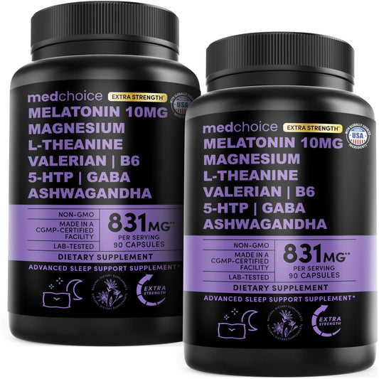 Front view of the 12-in-1 Melatonin Sleep Capsules bottle showing the 10 mg formula