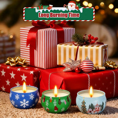 Pine rose fragrance candle in Christmas tin