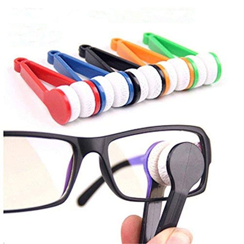 Close-up of mini eyeglass microfiber cleaner brushes set - random color