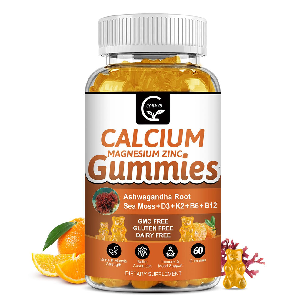 Orange sugar-free vegan calcium gummies with D3 and K2 for bone health