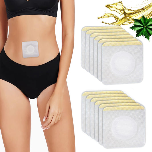 12-piece hypoallergenic castor oil wrap patch for belly button – disposable, self-adhesive, white