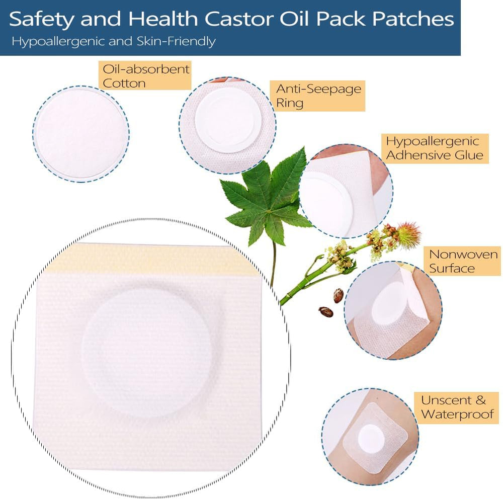 Dual-layer leak-resistant castor oil patch with waterproof outer layer