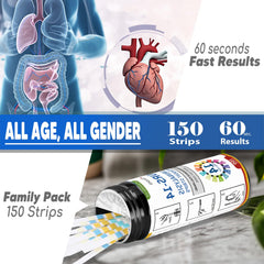 Packaging showing family-sized 150-strip box