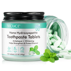 Pack of 150 peppermint-flavored chewable toothpaste tablets