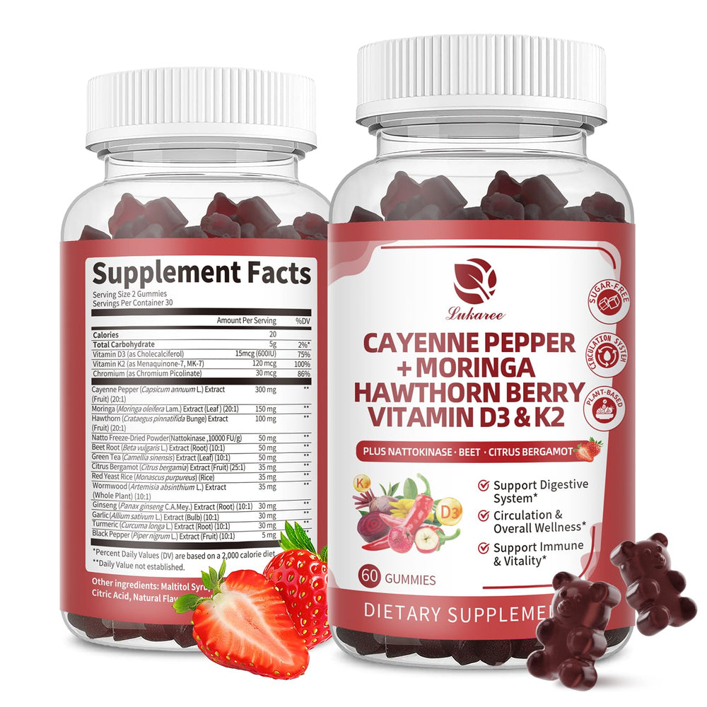 Front view of 60-count 16 in 1 Cayenne Pepper Gummies bottle