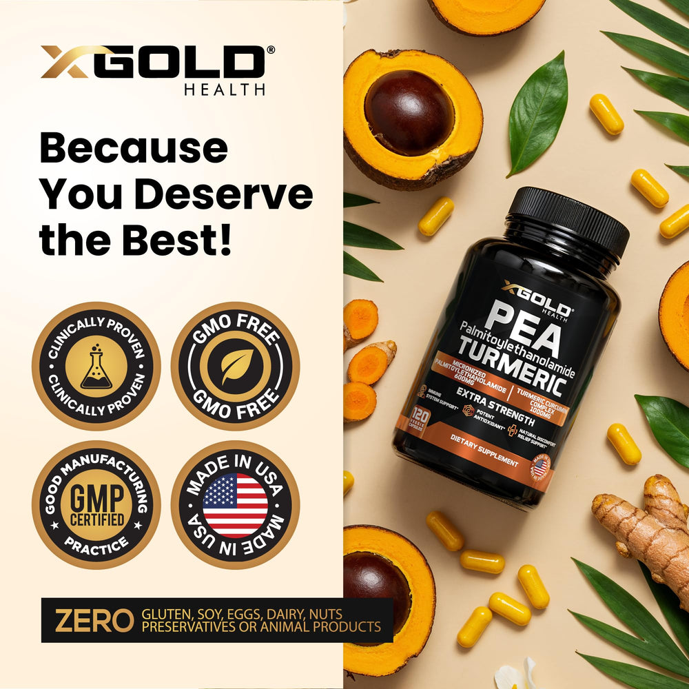 Packaging artwork highlighting 1600mg micronized PEA and turmeric branding