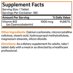180-tablet bottle of Bronson B12 supplement