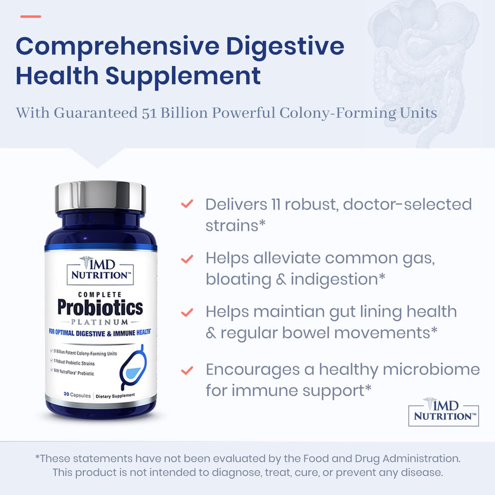 Nutritional facts panel for 1MD Complete Probiotics Platinum