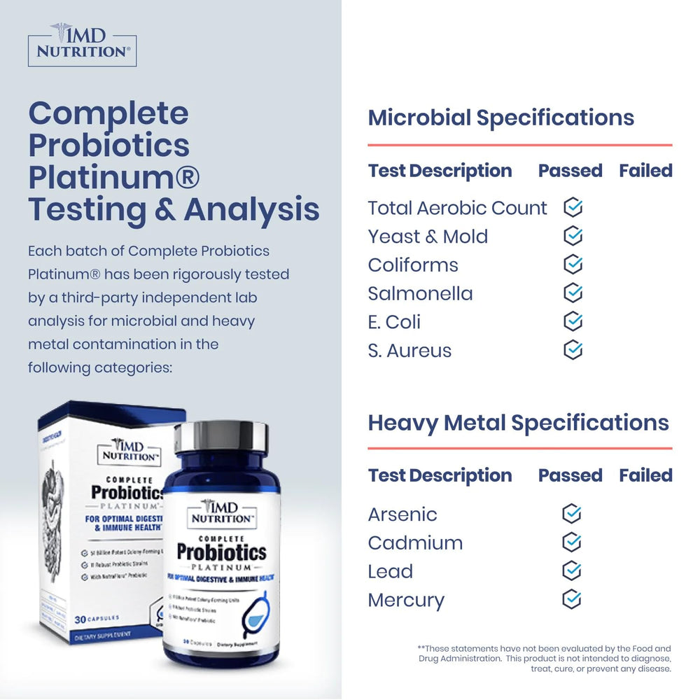 Back view of 1MD Complete Probiotics Platinum 3-pack bottle