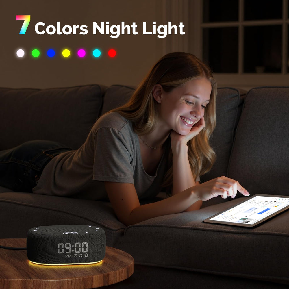 1Mii White Noise Machine 7 color night light adds cozy glow to room