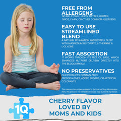 Dropper dispensing calming drops from 1Q Relax bottle