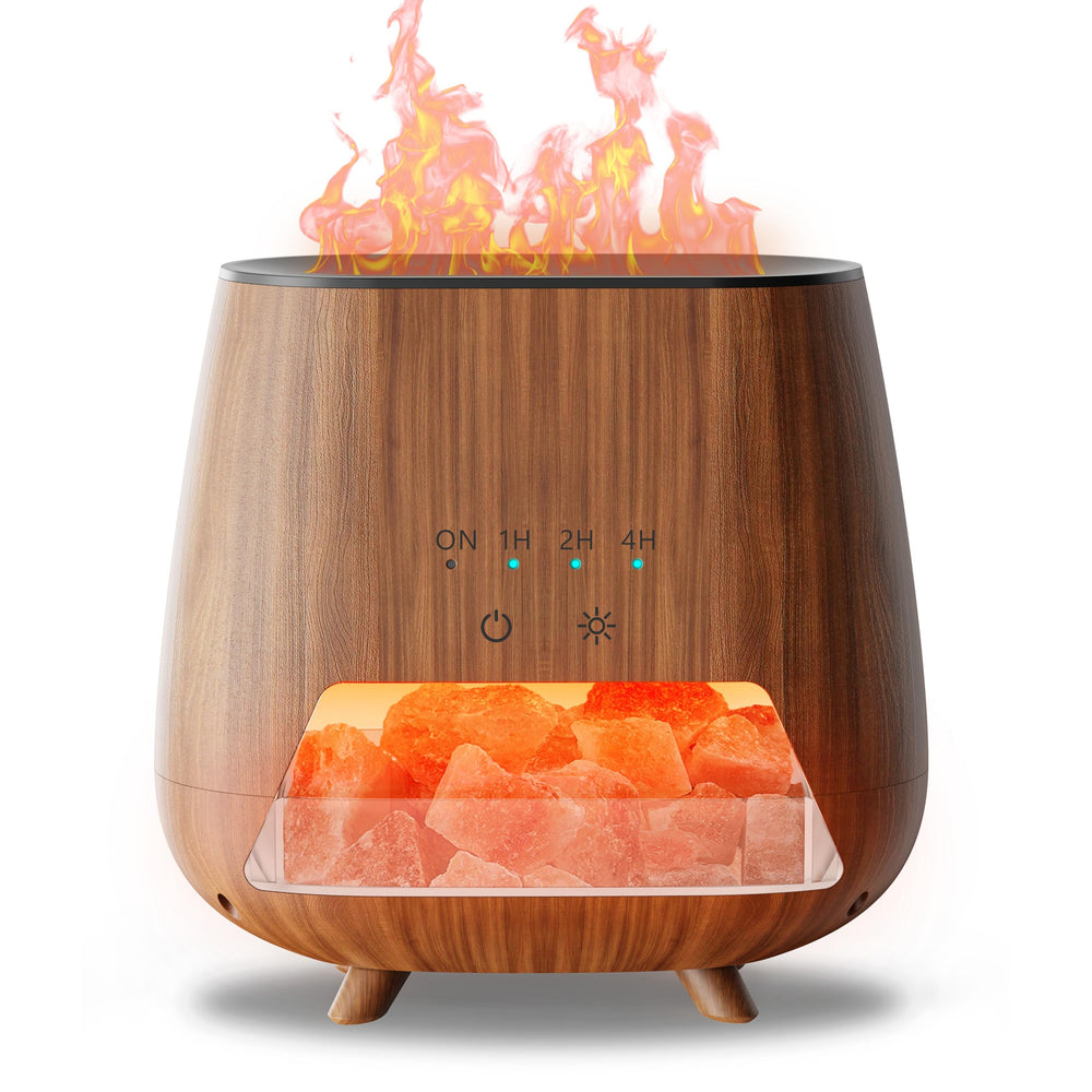 Front view of 2-in-1 ultrasonic aromatherapy diffuser with Himalayan salt lamp