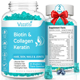 Two-bottle set of Biotin gummies with collagen and keratin on a white background