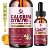 Front view of 2-pack calcium citrate drops bottle for women with vitamin D3 and K2