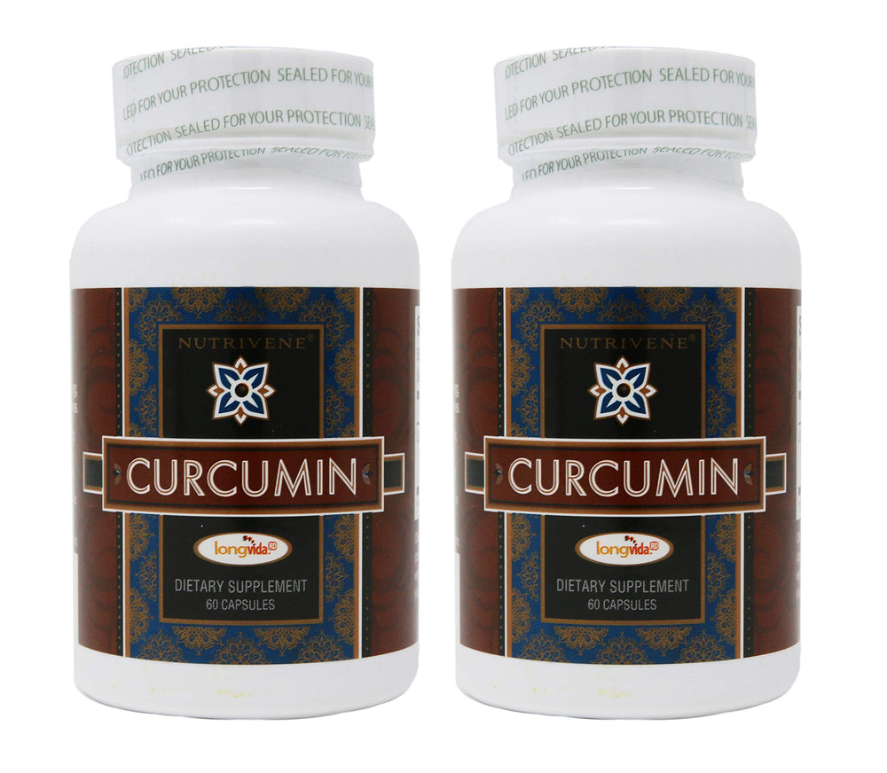 Front view of 2-pack Nutrivene Curcumin Longvida bottles – 500 mg, 60 capsules each