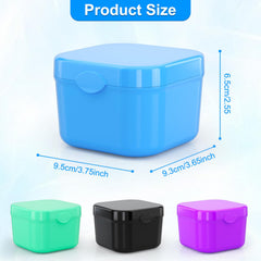 Side-by-side view of two denture bath cases with strainer baskets
