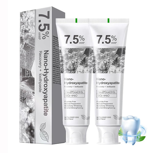 Boxed two pack of hydroxyapatite toothpaste packaging