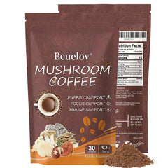 Front view of 2-pack mushroom coffee packaging