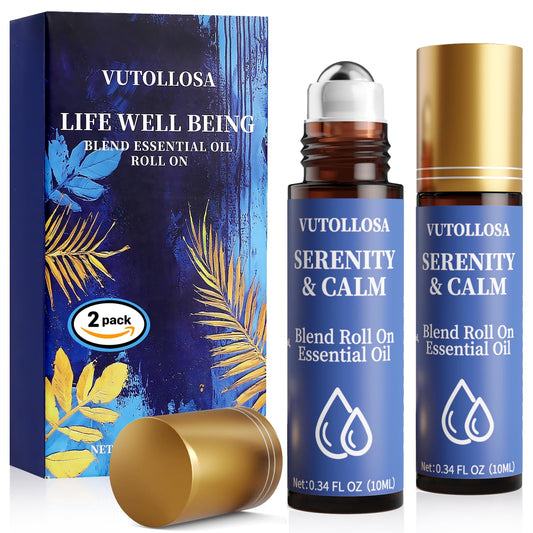 Two-pack Serenity & Calm essential oil roll-on bottle with packaging