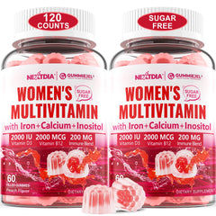 Two-pack bottle of sugar-free methylated multivitamin gummies for women