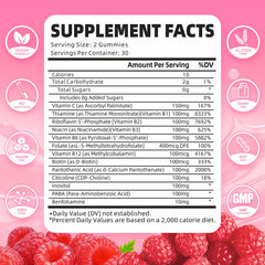 Bottle label highlighting B vitamins and methylated B12