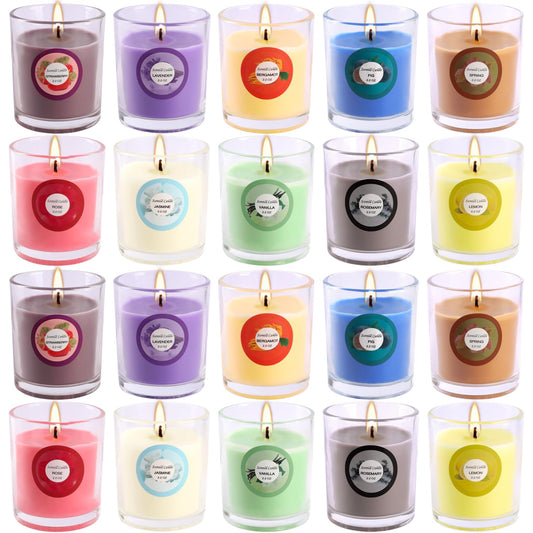 Scented candle in glass jar – fragrance 1, part of 20-pack gift set