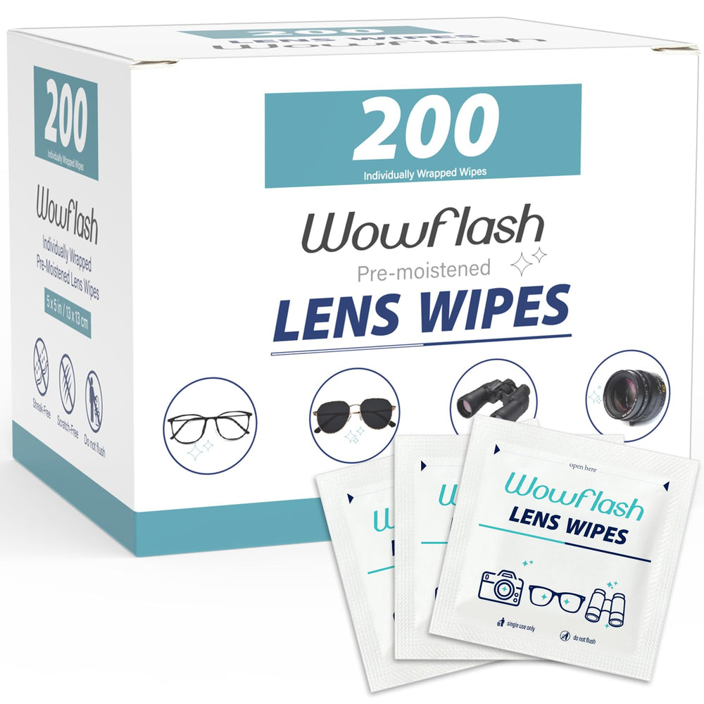 200-count lens wipes box with packaging and label
