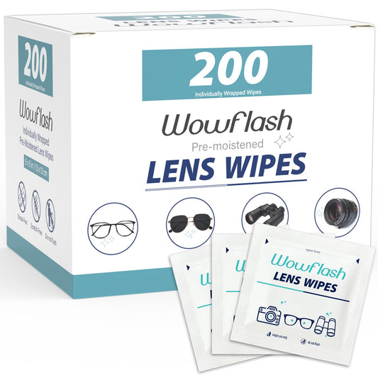 200-count lens wipes box with packaging and label
