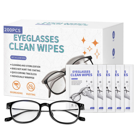 200-pack glasses cleaner wipes packaging
