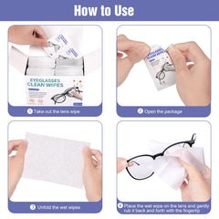 Wipe cleaning eyeglasses lens