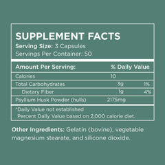 Infographic showing 2,175mg per serving of psyllium fiber
