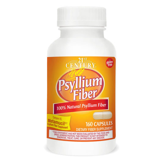 Front view of 21st Century Psyllium Fiber 160 Capsules bottle