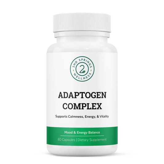 Front view of 2nd Springs Adaptogen Complex bottle