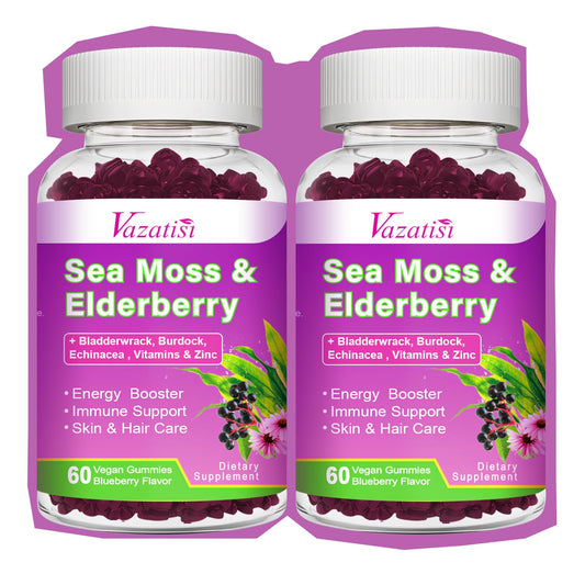 Two-pack elderberry gummies with blueberry flavor front view