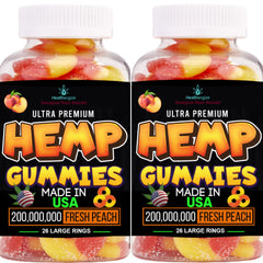 Two-pack hemp gummies peach ring front view