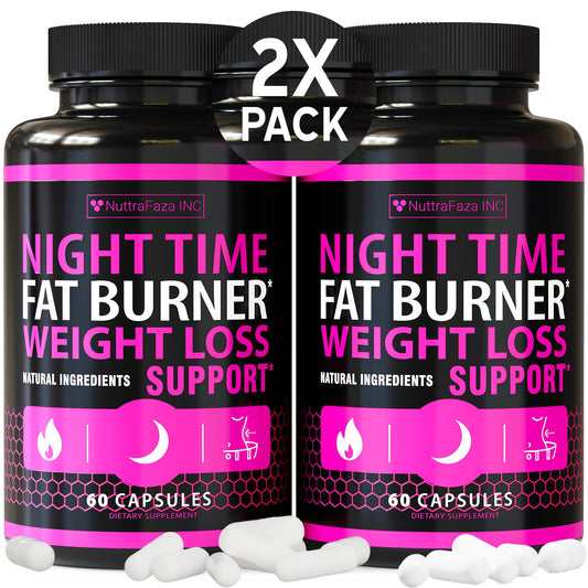 Box and bottle of 2-pack Night Time Weight Loss Pills for Women