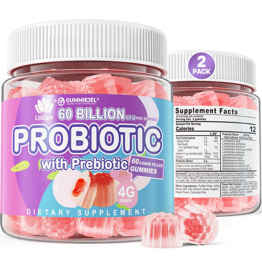 Front view of the 2Pack Probiotic + Prebiotic Gummies bottle