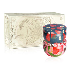 Close-up of the candles showing dual fragrance strawberry and litchi