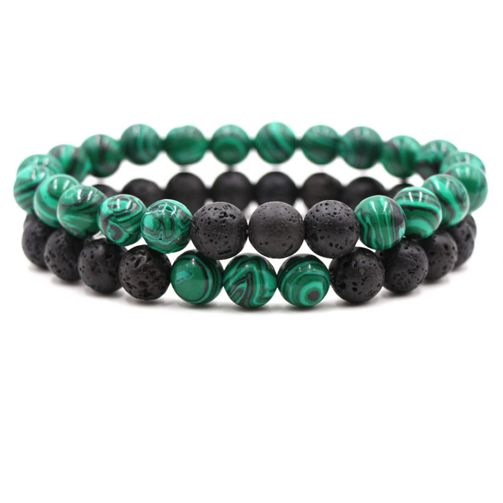 2Pcs Matte Lava Rock Bracelet Essential Oil Diffuser Stone for Men and Women