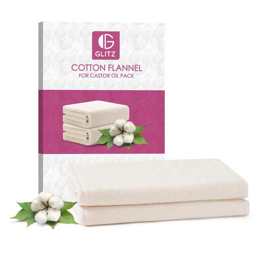 Two-piece organic cotton flannel castor oil pack wrap, unbleached and reusable