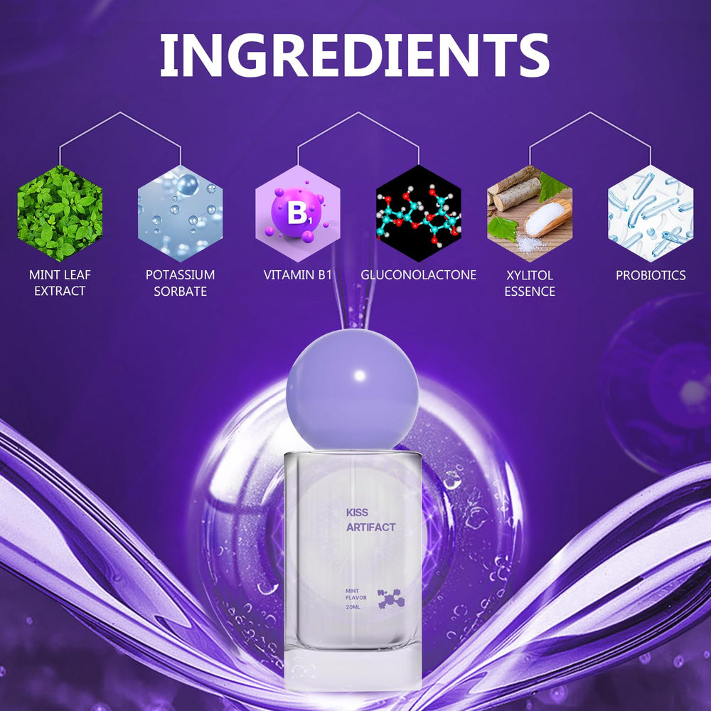 Fine mist spray delivering product into mouth