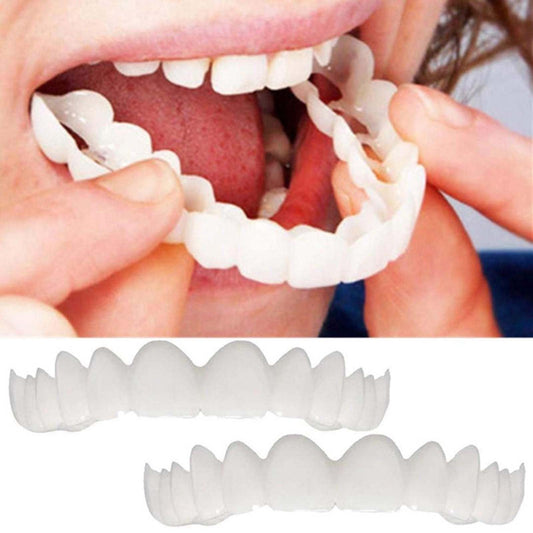 Two-piece temporary adjustable smile trays in white