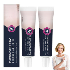 Two-piece thermoplastic denture adhesive pack