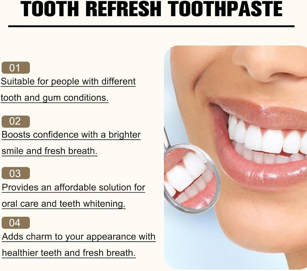 Natural ingredients highlighted on Tooth Refresh toothpaste packaging